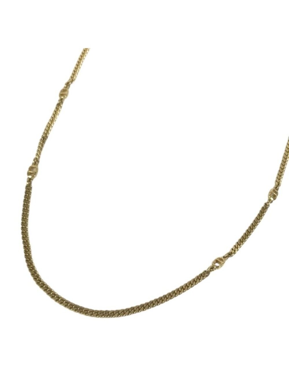 Dior Necklace Long CD Logo Vintage Metal Gold
